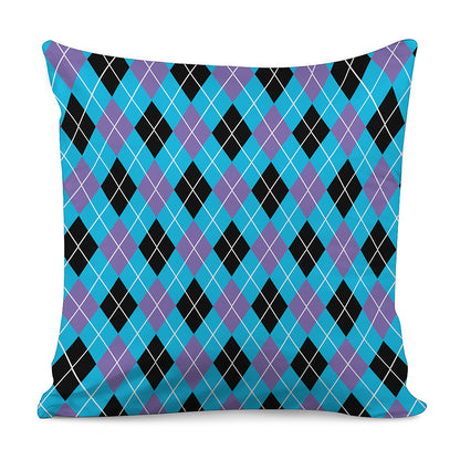 Blue Black And Purple Argyle Print Pillow Cover