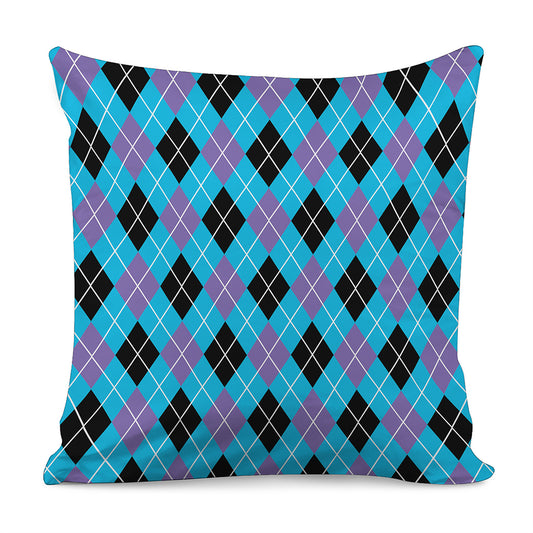Blue Black And Purple Argyle Print Pillow Cover