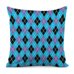 Blue Black And Purple Argyle Print Pillow Cover