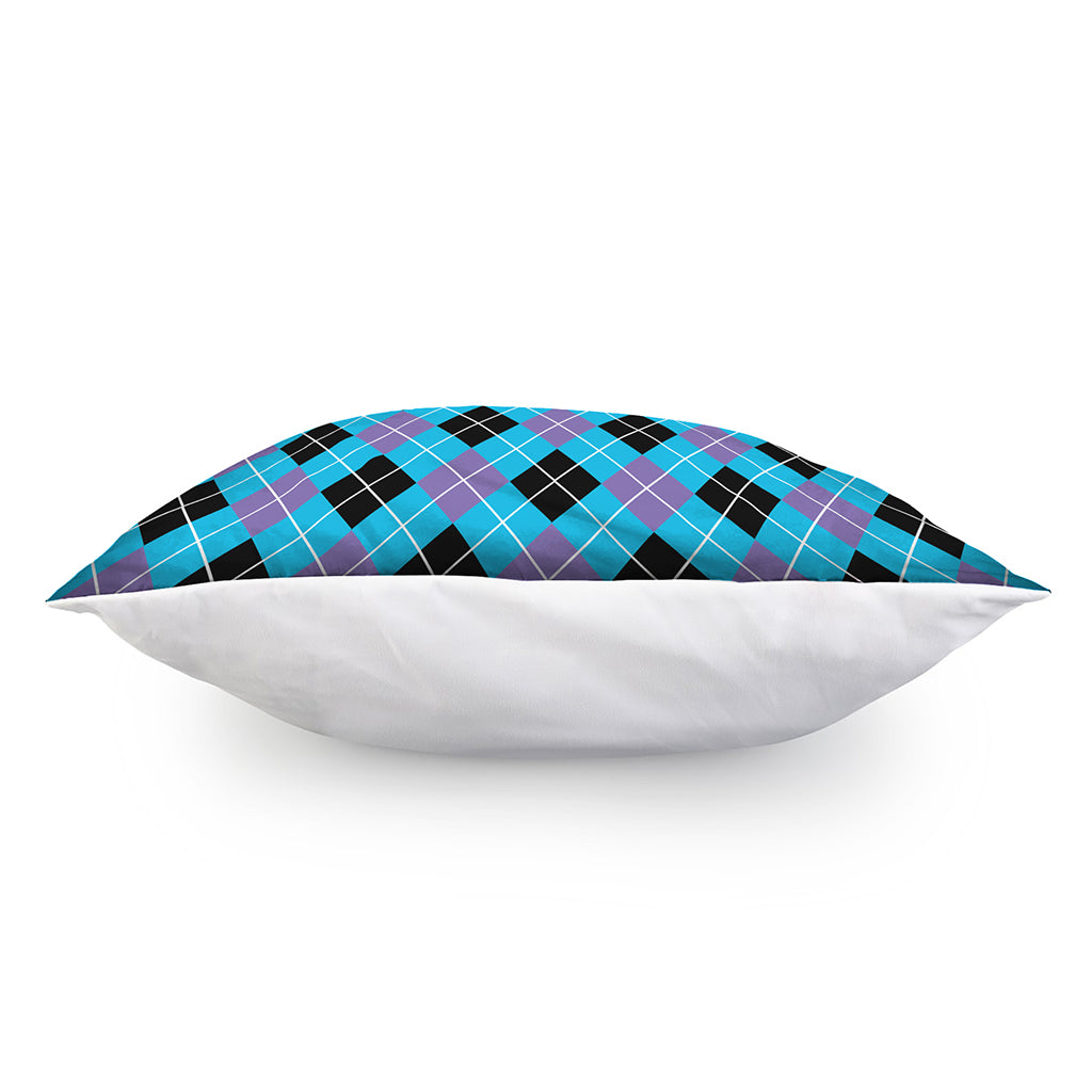 Blue Black And Purple Argyle Print Pillow Cover