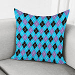 Blue Black And Purple Argyle Print Pillow Cover