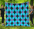 Blue Black And Purple Argyle Print Quilt