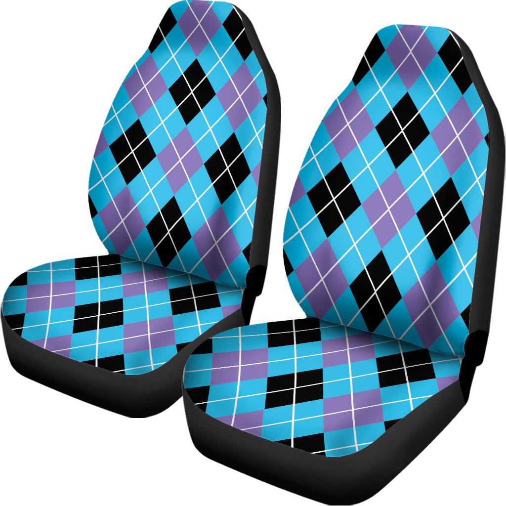 Blue Black And Purple Argyle Print Universal Fit Car Seat Covers