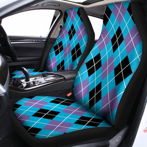 Blue Black And Purple Argyle Print Universal Fit Car Seat Covers