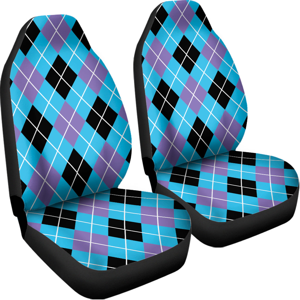 Blue Black And Purple Argyle Print Universal Fit Car Seat Covers