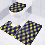 Blue Black And Yellow Argyle Print 3 Piece Bath Mat Set