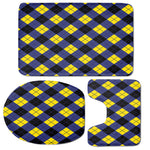 Blue Black And Yellow Argyle Print 3 Piece Bath Mat Set