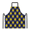 Blue Black And Yellow Argyle Print Apron