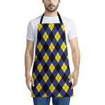 Blue Black And Yellow Argyle Print Apron