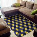 Blue Black And Yellow Argyle Print Floor Mat