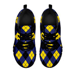 Blue Black And Yellow Argyle Print Black Sneakers