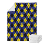 Blue Black And Yellow Argyle Print Blanket