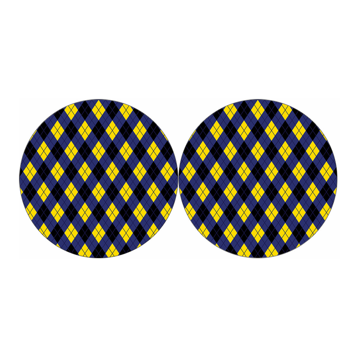 Blue Black And Yellow Argyle Print Car Coasters