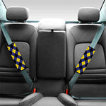 Blue Black And Yellow Argyle Print Car Seat Belt Covers