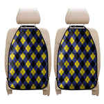 Blue Black And Yellow Argyle Print Car Seat Organizers