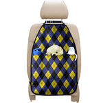 Blue Black And Yellow Argyle Print Car Seat Organizers