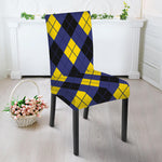 Blue Black And Yellow Argyle Print Dining Chair Slipcover