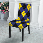Blue Black And Yellow Argyle Print Dining Chair Slipcover