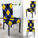 Blue Black And Yellow Argyle Print Dining Chair Slipcover