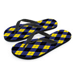 Blue Black And Yellow Argyle Print Flip Flops