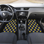 Blue Black And Yellow Argyle Print Front and Back Car Floor Mats