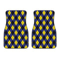 Blue Black And Yellow Argyle Print Front Car Floor Mats