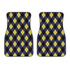 Blue Black And Yellow Argyle Print Front Car Floor Mats