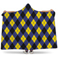 Blue Black And Yellow Argyle Print Hooded Blanket
