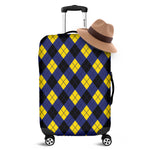 Blue Black And Yellow Argyle Print Luggage Cover