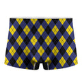 Blue Black And Yellow Argyle Print Men's Boxer Briefs