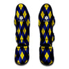 Blue Black And Yellow Argyle Print Muay Thai Shin Guard