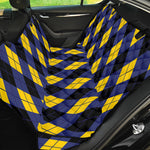 Blue Black And Yellow Argyle Print Pet Car Back Seat Cover