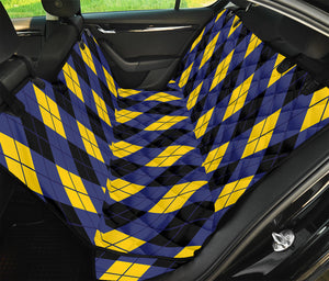 Blue Black And Yellow Argyle Print Pet Car Back Seat Cover