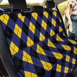 Blue Black And Yellow Argyle Print Pet Car Back Seat Cover