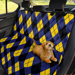 Blue Black And Yellow Argyle Print Pet Car Back Seat Cover