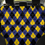 Blue Black And Yellow Argyle Print Pet Car Back Seat Cover