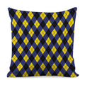 Blue Black And Yellow Argyle Print Pillow Cover