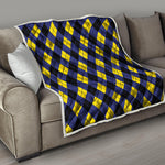 Blue Black And Yellow Argyle Print Quilt