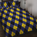 Blue Black And Yellow Argyle Print Quilt Bed Set