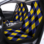 Blue Black And Yellow Argyle Print Universal Fit Car Seat Covers