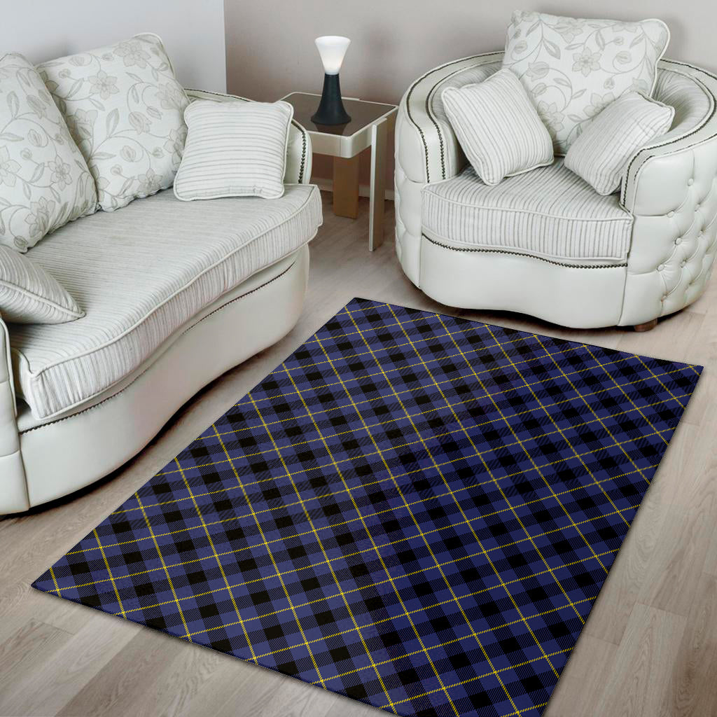 Blue Black And Yellow Plaid Print Area Rug