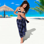 Blue Black And Yellow Plaid Print Beach Sarong Wrap