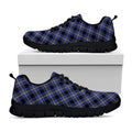 Blue Black And Yellow Plaid Print Black Running Shoes