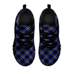 Blue Black And Yellow Plaid Print Black Sneakers