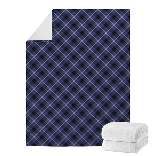 Blue Black And Yellow Plaid Print Blanket