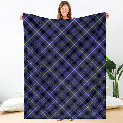 Blue Black And Yellow Plaid Print Blanket