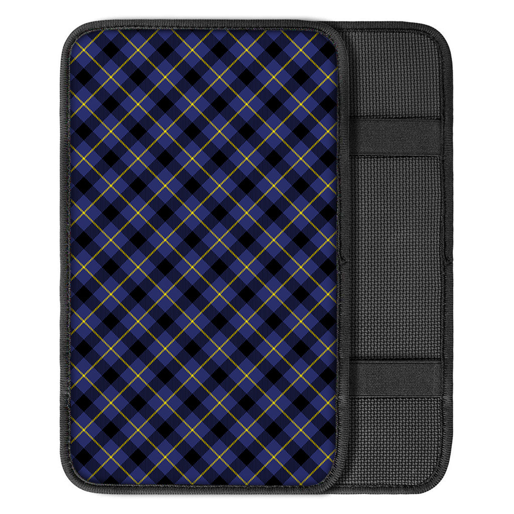 Blue Black And Yellow Plaid Print Car Center Console Cover