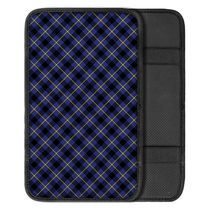 Blue Black And Yellow Plaid Print Car Center Console Cover