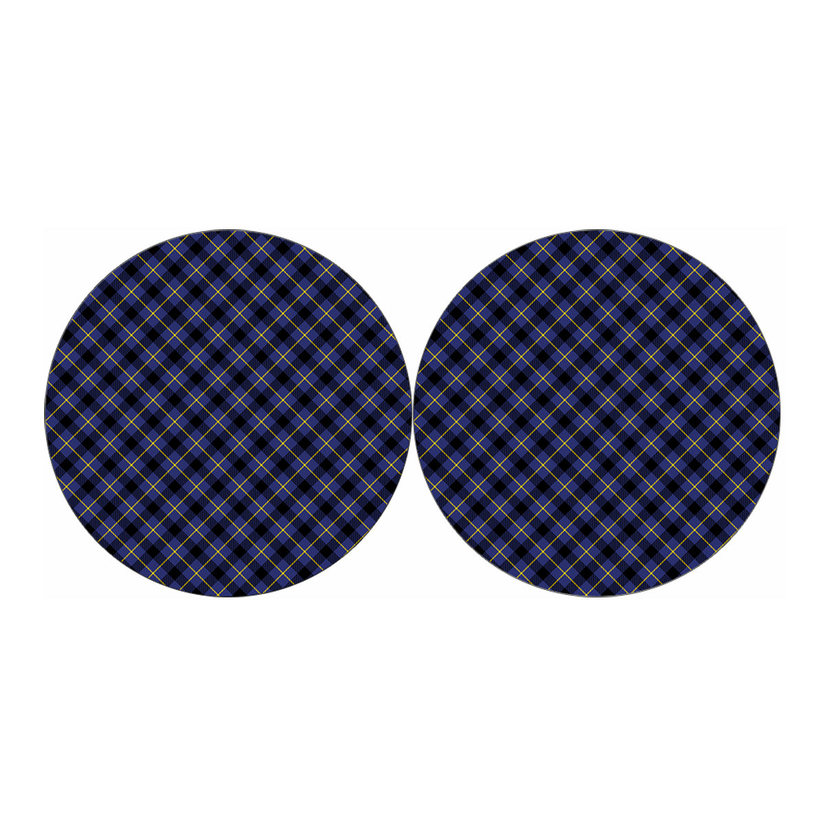 Blue Black And Yellow Plaid Print Car Coasters