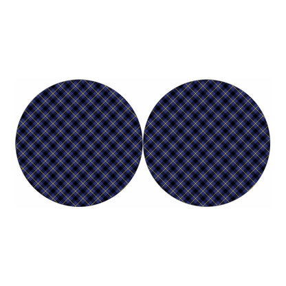 Blue Black And Yellow Plaid Print Car Coasters